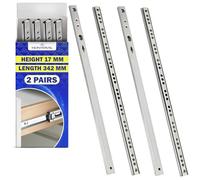 2 Pairs Ball Bearing Drawer Runners 342 mm x H 17 mm - Telescopic Draw Runners Replacement Have a Partial Extension of 237 mm - Warranty 10 Years - MONTERAL