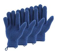 2 Pairs Bath Exfoliating Gloves for Men and Women - CLEEDY 4 Pcs Heavy and Large Exfoliating Gloves Scrubbing for Shower, Spa, Massage - Scrub Exfoliating Mitts for Body, Face, Hand and Foot (Blue)