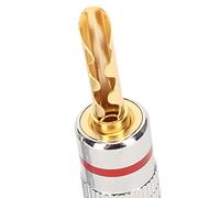 2 Pairs BFA Banana Plug 4mm Gold Plated Brass Serrated Speaker Connectors, Aluminum Alloy Housing Audio Accessory with Secure Screw Terminal for Amplifiers and Speaker