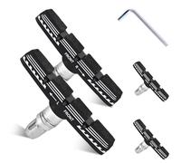 2 Pairs Bike Brake Pads Set, 70mm Universal V-Brake Blocks for Mountain and Road Bicycles, No Noise, No Skid, Includes Hex Wrench, Nut, and Shims for Front and Rear Wheels