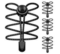 2 Pairs Black Elastic No-Tie Shoe Laces with Durable Lock, Speed Laces for Kids, Adults and the Elderly, One Size Fits All for Running, Gym and Daily Wear