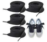 2 Pairs Black Flat Shoelaces, 2cm Wide 100cm Length Big Thick Shoe Laces Replacement Fat Trainers Laces for Universal Sneakers Sports Skate Athletic Running Shoe Boot Strings Unisex Kids Adults