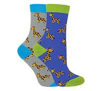 2 Pairs Boys Bamboo Socks | Mr Heron | Kids Animal Patterned Socks | Novelty Design (2-3 Years, Giraffes)