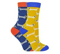 2 Pairs Boys Bamboo Socks | Mr Heron | Kids Animal Patterned Socks | Novelty Design (2-3 Years, Sausage Dogs)