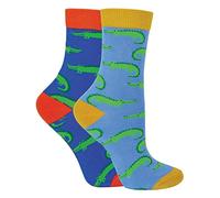 2 Pairs Boys Bamboo Socks | Mr Heron | Kids Animal Patterned Socks | Novelty Design (4-6 Years, Crocodiles)
