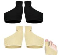 2 Pairs Bunion Corrector & Big Toe Spacer with Gel Pad | Men women day night wear. Left/right fit. Reusable. Gel pads for bunion pain relief & separates big toe. Black+Grey.