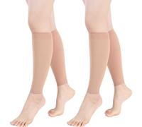 2 Pairs Calf Compression Sleeve Womens & Men,Footless Compression Socks for Women Calf Sleeves 23-32mmhg Flight Socks for Running Flying Nurses Varicose Veins (Nude, XL)