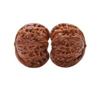 2 Pairs Chinese Walnuts Fidget, Walnuts for Hand Training, Massage, Stress Relief, Traditional Natural Massage Handball for Finger Flexibility, Portable Ball for Elderly People (4 x 4 x 3 cm)