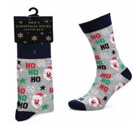 2 Pairs Christmas Socks Men, Winter Printed Cotton Warm Mens Socks, Christmas Assorted Designs Holiday Gifts for Him UK 6 to 11 (Santa HO-HO)