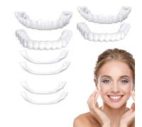 2 Pairs Clip in Veneers Teeth, Temporary Snap On Veneers Top and Bottom Dentures Set, Reusable False Teeth Cover for Missing Stained Uneven Teeth for Men and Women Daily Use