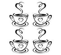 2 Pairs Coffee Cup Wall Stickers, Self-Adhesive DIY Art Stickers for Kitchen Restaurant Bar Wall Decoration