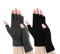 2 Pairs Compression Gloves for Arthritis - Large Fingerless Bamboo Joint Hand Mitten for Men Women, Pain Relief Rheumatoid Osteoarthritis Carpal Tunnel