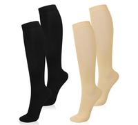 2 Pairs Compression Socks for Women and Men, 15-20 mmhg Support Socks Stockings for Swelling, Running, Flight, Nurse, Flight