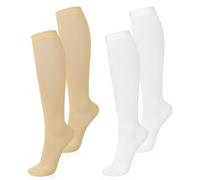 2 Pairs Compression Socks for Women and Men, 15-20 mmhg Support Socks Stockings for Swelling, Running, Flight, Nurse, Flight