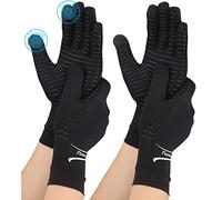 2 Pairs Copper Arthritis Gloves with Touch Screen, Full Finger Compression Gloves for Men Women Relieve Hand Pain Swelling and Carpal Tunnel, Support Wrist and Hand Joint (Black, Small (2 Pairs)),