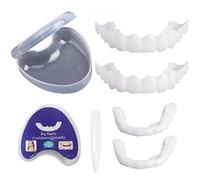 2 Pairs Cosmetic Silicone Dentures, Snap on Veneers Teeth Upper and Lower, Confident Smile Veneers False Teeth for Cover Bad Teeth, Temporary Whitening Tooth Kit