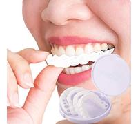 2 Pairs Cosmetic Teeth Veneers, Fake Teeth Veneers Snap in Teeth Top and Bottom False Teeth Comfort Fit Flex Instant Perfect Smile Dentures Cover The Imperfect Teeth, 2 Upper and 2 Lower