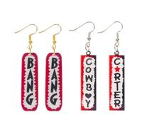 2 Pairs Cowboy Carter Earrings for Women Trendy Western BANG BANG Letter Earrings Country Concert Jewelry Cowboy Carter Outfits Accessories, Zinc, No Gemstone
