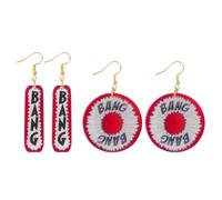 2 Pairs Cowboy Carter Earrings for Women Trendy Western BANG BANG Letter Earrings Country Concert Jewelry Cowboy Carter Outfits Accessories, Zinc, No Gemstone