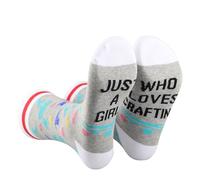 2 Pairs Crafting Socks Crafting Inspired Gift Happy Crafter gift Craft Lover Socks Just A Girl Who Loves Crafting (UK, Alpha, One Size, Regular, Regular, LOVES CRAFTING s 2)