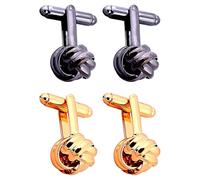 2 Pairs Cufflinks for Men, Black Cufflinks for Men, Gold Cufflinks, Fashionable Cuff Links, Cufflinks for Men Wedding, Birthday, Meeting, Anniversaries, Cufflinks for Father, Husband