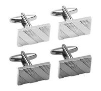 2 Pairs Cufflinks for Men, Classic Tone Cuff Links Fashion Men Cufflinks, Striped Disc Square Rectangle Silver Cuff Links 360 Rotation Tuxedo Shirt CuffLink for Wedding Business Party Present Box