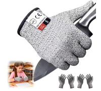 2 Pairs Cut-Resistant Protective Gloves for Kids - Level 5 Protection, Chainsaw & Kitchen Cut Resistant Gloves, Lightweight Kids Gardening & Work Gloves with Knife Protection for Children (XS)