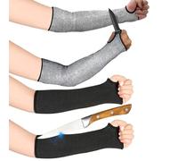 2 Pairs Cut Resistant Sleeves With Thumb Hole, Level 5 Slash Resistant Safety Arm Protector, Gardening Guard Sleeves Prevent Scrapes Scratches Skin Irritations for Thin Skin And Bruising (Black+Gery)