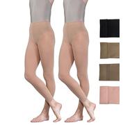 2 Pairs Dance Ballet Footless Tights 60 Den Multipack for Girls and Women