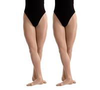2 Pairs Dance Shimmer Footed Tights (Age 7-9) (Light Toast)
