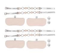 2 Pairs Detachable Heel Shoe Straps with Concealed Soft Artificial Pearls, Transparent Ankle Straps for Loose High Heels, Comfortable Elastic Replacement Straps for Weddings Partie