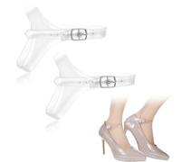 2 Pairs Detachable Shoe Straps for Heels, Elastic Transparant Heel Straps for High Heels for Women Replacement Ankle Straps for Heels Clear Anti Loose Shoelace with Adjustable Buck for Holding High He