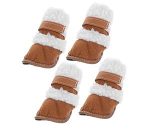 2 Pairs Dog Boots for Snow Winter Season Lamb Wool Flat Heel Size 5 | PET Snowshoes, All-weather Use for Walking, Paw Cleanliness Indoors, Khaki Set