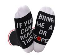 2 PAIRS Dr Pepper Gift Novelty Socks For Men Women Dr Pepper Lover If You Can Read This Bring Me A Dr Pepper - Black - Medium