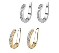 2 Pairs Ear Corrector Clip, Diamond Ear Cuffs for Women, Adjustable Non Piercing Ear Clips for Protruding Ears, Golden and Silver Ear Correctors for Everyday Wear or Special Occasions