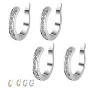 2 Pairs Ear Cuff Earrings for Women Non Piercing, Adjustable Clip on Cartilage Earring, Gold Plated Chunky Ear Cuffs for Everyday Wear, Work, Parties, Wedding (Silver)