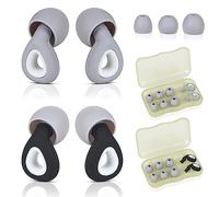 2 Pairs Ear Plugs, Reusable 35DB Noise Cancelling Ear Plugs for Sleeping, Soft Waterproof Portable Silicone Earplugs Hearing Protection for Concerts, Work, Study, Swimming - 6 Ear Tips in S, M, L