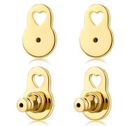2 Pairs Earring Backs for Droopy Ears, Sturdy Hollow Hearts Gold-Plated Earring Lifters, Earring Back for Heavy Earring, Locking Earring Backing Replacements for Studs Ear Backers