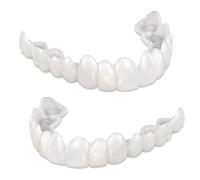 2 Pairs Fake Teeth,Upper & Lower Teeth Veneers Snap on Teeth Veneers Fake Teeth Smile Braces Cover The Imperfect Teeth, Make White Tooth Beautiful Neatr
