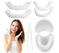 2 Pairs Fake Teeth, Whitening Dentures for Women and Men, Temporary Smile Teeth Clip on Teeth, Nature and Comfortable Cosmetic Teeth Cover