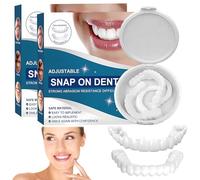 2 Pairs False Teeth, Adjustable Clip on Veneers Top and Bottom, Soft Dentures for Men and Women Instant Whitening Smile