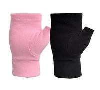 2 Pairs Fleece Fingerless Gloves with Thumb Hole Winter Warm Cozy Half Finger Typing Mittens for Women & Men Unisex Thermal Driving Touchscreen Winter Sport Gloves for Skiing Cycling