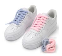 2 Pairs Fluffy Furry Shoe Laces 100cm - Pink & Blue Fuzzy Laces for Trainers, Air Force 1, Campus, Nike Dunk, Vans - Thick Soft Chenille Style Laces for Customising Sneakers & Outfits Shoelaces