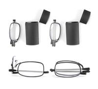 2 Pairs Folding Reading Glasses 2.0+ Foldable Magnify Compact Small Portable Blue Light Blocking Reader Pocket Size Presbyopic Glasses Lightweight with Travel Case for Men and Women Black (2.0+)