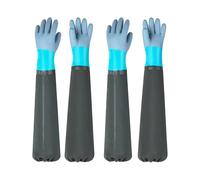 2 Pairs Full Arm Pond Gloves with Fleece Lining Extra Long Waterproof Gloves for Pond Cleaning Care/Machinery Industry