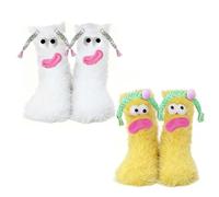 2 Pairs Funny Socks Women, Ugly Fluffy Socks Womens, Cute Fluffy Fun Cartoon Monster Sock Winter Funny Gifts for Women, Funnys Gifts for Friends Lovers and Sisters