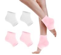 2 Pairs Gel Heel Socks Moisturizer Socks for Cracked Heel Treatment, Aloe Lotion Infused Socks Gel Lining for Women Dry Cracked Feet Repair Overnight (Pink&White)