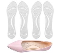 2 Pairs Gel Insoles for Heels, 3 4 Self-Adhesive Stick on Insoles for Sandals, Flats & Pumps, Clear (6.5 x 22 cm)