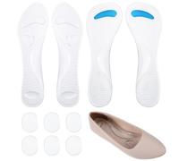 2 Pairs Gel Shoe Inserts Women Thickened Non-Slip Gel High Heel Cushion Insoles Women and 6 Pcs Gels Heel Pads 3/4 Clear Gels Insoles Washable Arch Support Shoe Pads for High Heels Sandal Flat Feet