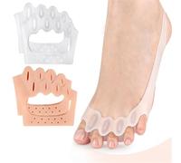 2 Pairs Gel Toe Separators for Women & Men, Toe Spacers to Correct Bunion | Pedicure Toe Spreaders, Bunion Corrector, Hammer Toe Straightener, Improves Toe Alignment Plantar Fasciitis, Skin+Transparent
